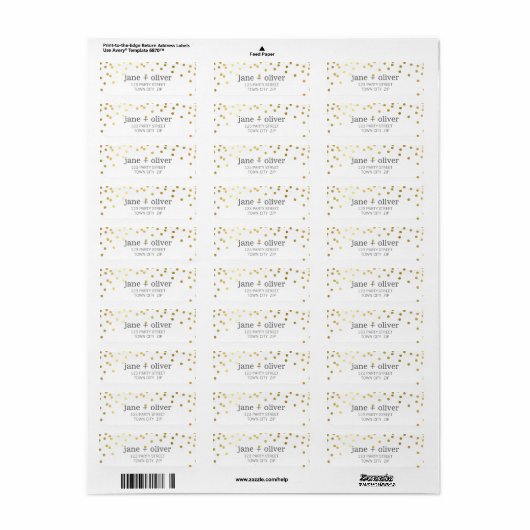 MODERN ETIKET schattig confetti bederft gouden fol (Full Sheet)