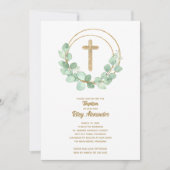 Modern Eucalyptus Baptisme Kaart (Voorkant)