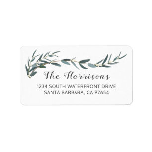 Modern Eucalyptus Botanical White Return-adres Etiket