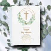Modern Eucalyptus Boy Christening Kaart