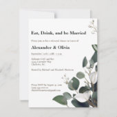 Modern eucalyptus bruiloft repetitie diner kaart (Voorkant)