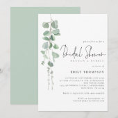 Modern Eucalyptus Brunch Bubble Vrijgezellenfeest Kaart (Voorkant / Achterkant)