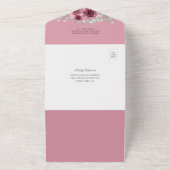 Modern Eucalyptus Burgundy Floral Wedding All In One Uitnodiging (Buitenkant)