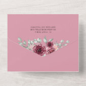 Modern Eucalyptus Burgundy Floral Wedding All In One Uitnodiging (Achterkant)