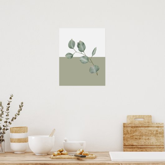 Modern Eucalyptus Colorblock Poster (Keuken)
