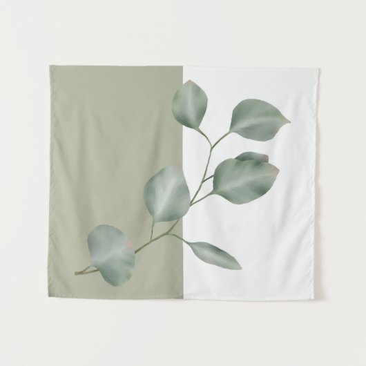 Modern Eucalyptus Colorblock Wandkleed (Voorkant (horizontaal))