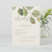 Modern Eucalyptus Cream Gold Text Vrijgezellenfees Kaart (Staand voorkant)