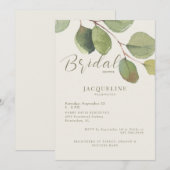 Modern Eucalyptus Cream Gold Text Vrijgezellenfees Kaart (Voorkant / Achterkant)