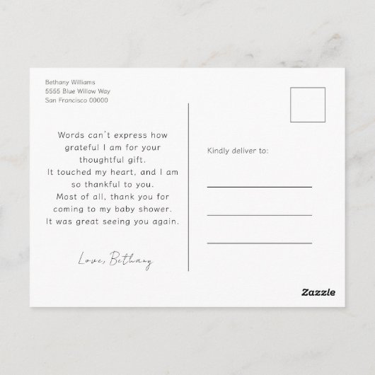 Modern Eucalyptus Dank je Baby shower Briefkaart (Achterkant)