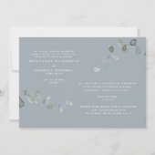 Modern Eucalyptus Dusty Blue Two Venues Wedding Kaart (Voorkant)