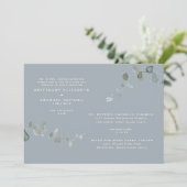 Modern Eucalyptus Dusty Blue Two Venues Wedding Kaart (Staand voorkant)