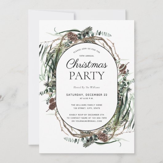 Modern Eucalyptus Dusty Winter Kerstfeest Kaart (Voorkant)