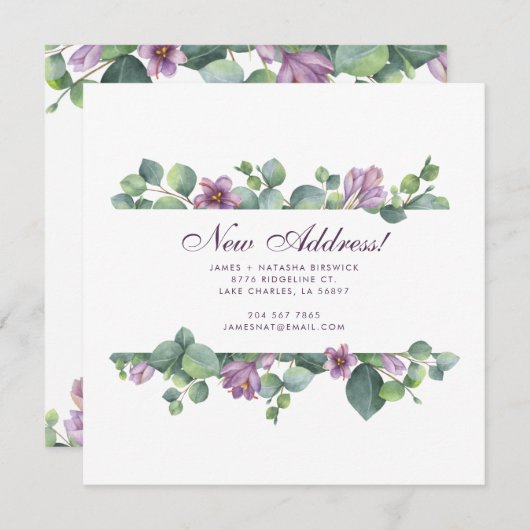 Modern Eucalyptus Floral Greenery Moving Aankondiging (Voorkant / Achterkant)