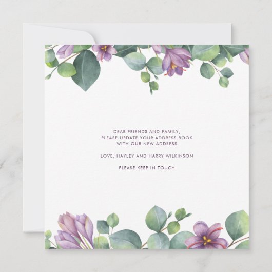 Modern Eucalyptus Floral Greenery Moving Aankondiging (Achterkant)