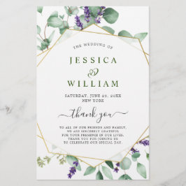 Modern Eucalyptus Floral Wedding Ceremony Programm