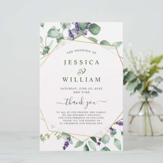 Modern Eucalyptus Floral Wedding Ceremony Programm (Staand voorkant)