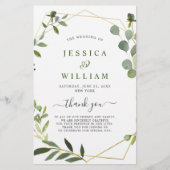 Modern Eucalyptus Floral Wedding Ceremony Programm (Voorkant)