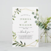 Modern Eucalyptus Floral Wedding Ceremony Programm (Staand voorkant)