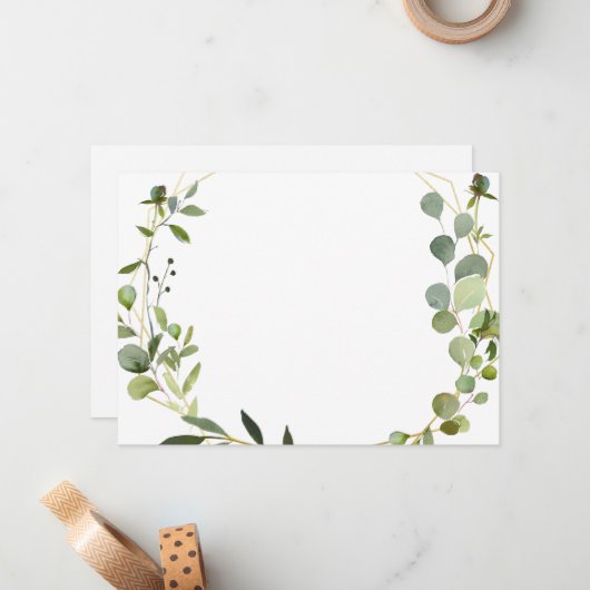 Modern Eucalyptus Foliage Geometric Lijst Notitiekaartje (Voorkant / Achterkant in situ)