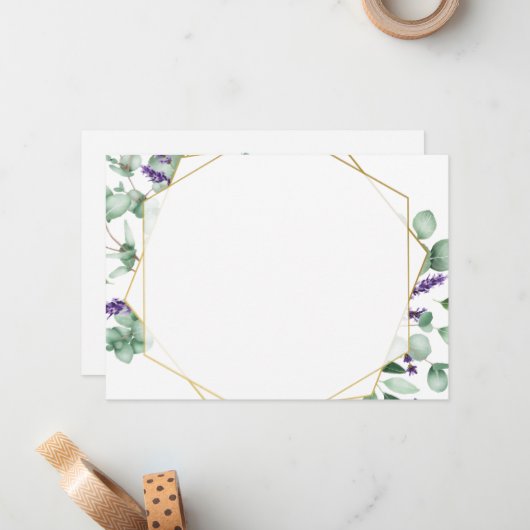 Modern Eucalyptus Foliage Geometric Lijst Notitiekaartje (Voorkant / Achterkant in situ)