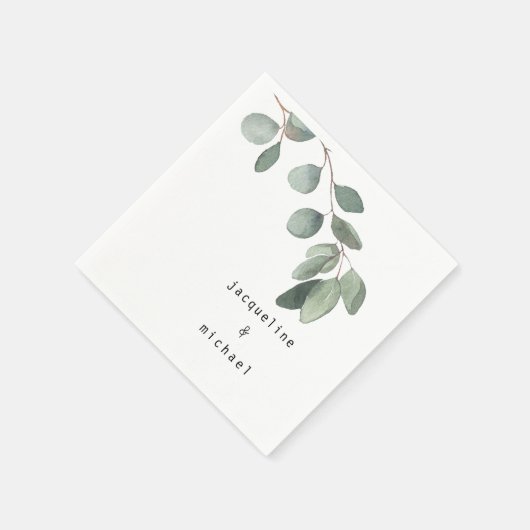 Modern Eucalyptus Foliage Wedding Cocktail Napkins Servet (Hoek)