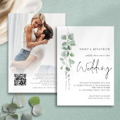 Modern Eucalyptus Fotoscript Sage Bruiloft Kaart