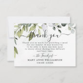 Modern Eucalyptus Funeral Food Hartelijk dank Bedankkaart (Voorkant)