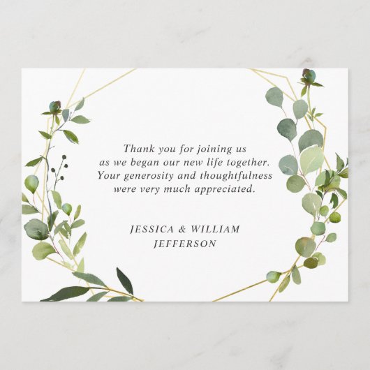 Modern Eucalyptus Geometric Lijst Bedankkaart (Achterkant)