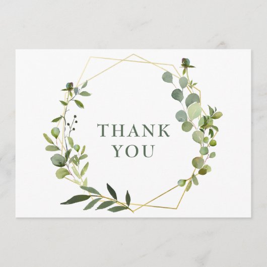 Modern Eucalyptus Geometric Lijst Bedankkaart (Voorkant)