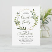 Modern Eucalyptus Geometric Lijst Brunch & Bubble Kaart (Staand voorkant)