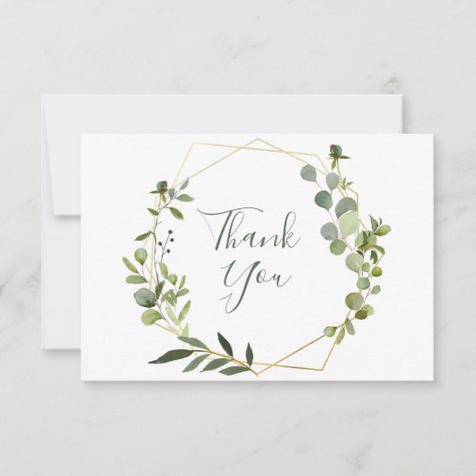 Modern Eucalyptus Geometric Lijst Hartelijk dank Bedankkaart (Voorkant)