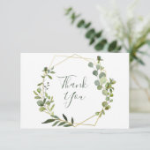 Modern Eucalyptus Geometric Lijst Hartelijk dank Bedankkaart (Staand voorkant)
