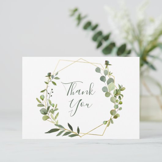 Modern Eucalyptus Geometric Lijst Hartelijk dank Bedankkaart (Staand voorkant)
