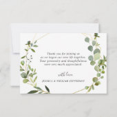 Modern Eucalyptus Geometric Lijst Hartelijk dank Bedankkaart (Achterkant)