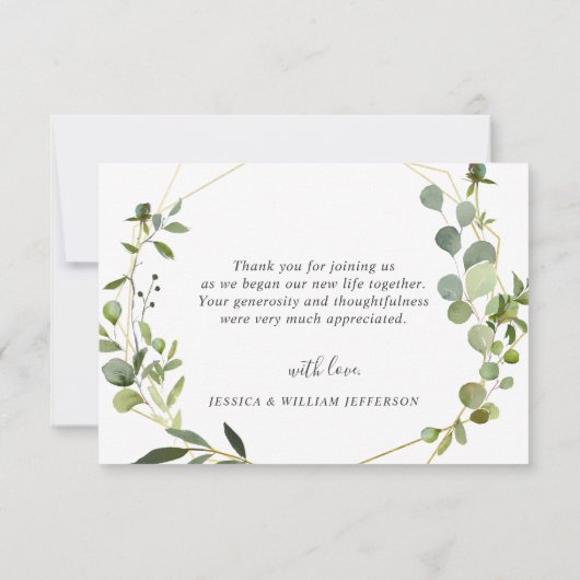 Modern Eucalyptus Geometric Lijst Hartelijk dank Bedankkaart (Achterkant)
