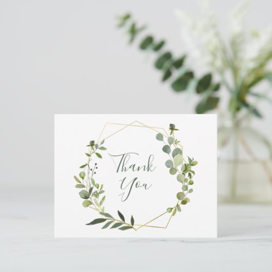 Modern Eucalyptus Geometric Lijst Hartelijk dank Briefkaart (Staand voorkant)