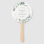 Modern Eucalyptus Geometric Lijst Wedding Handwaaier (Voorkant)