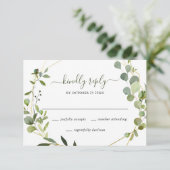 Modern Eucalyptus Geometric Lijst Wedding RSVP Kaartje (Staand voorkant)