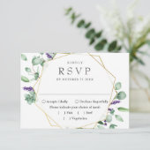 Modern Eucalyptus Geometric Lijst Wedding RSVP Kaartje (Staand voorkant)