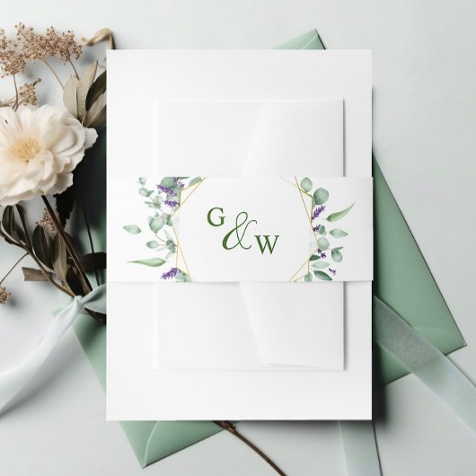 Modern Eucalyptus Geometric Lijst Wedding Uitnodigingen Wikkel