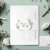 Modern Eucalyptus Geometric Lijst Wedding Uitnodigingen Wikkel