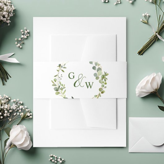 Modern Eucalyptus Geometric Lijst Wedding Uitnodigingen Wikkel