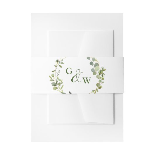 Modern Eucalyptus Geometric Lijst Wedding Uitnodigingen Wikkel (Voorkant Voorbeeld)
