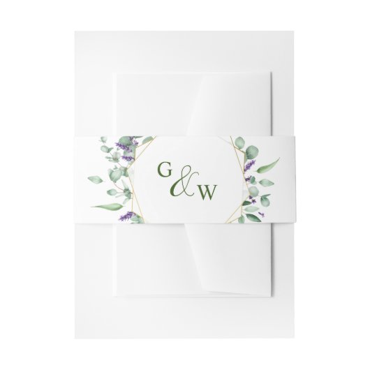 Modern Eucalyptus Geometric Lijst Wedding Uitnodigingen Wikkel (Voorkant Voorbeeld)