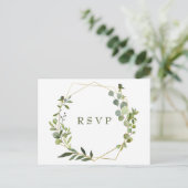 Modern Eucalyptus Geometrisch Lijst Bruiloft RSVP Briefkaart (Staand voorkant)