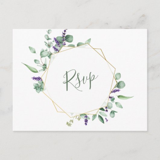 Modern Eucalyptus Geometrisch Lijst Bruiloft RSVP Briefkaart (Voorkant)
