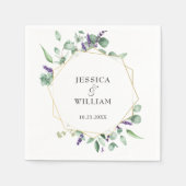 Modern Eucalyptus Geometrisch Lijst Trouwpapier Servet (Voorkant)