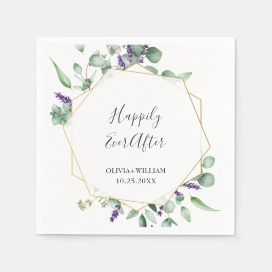 Modern Eucalyptus Geometrisch Lijst Trouwpapier Servet (Voorkant)