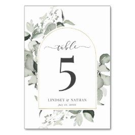 Modern Eucalyptus Gold Arch Wedding Kaart