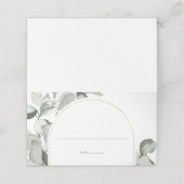 Modern Eucalyptus Gold Arch Wedding Plaatskaartje (Buitenkant ongevouwen)